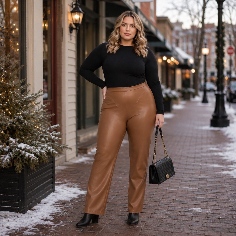 SKIMS Faux Leather Boot Cut Pant‎ Sienna 3X